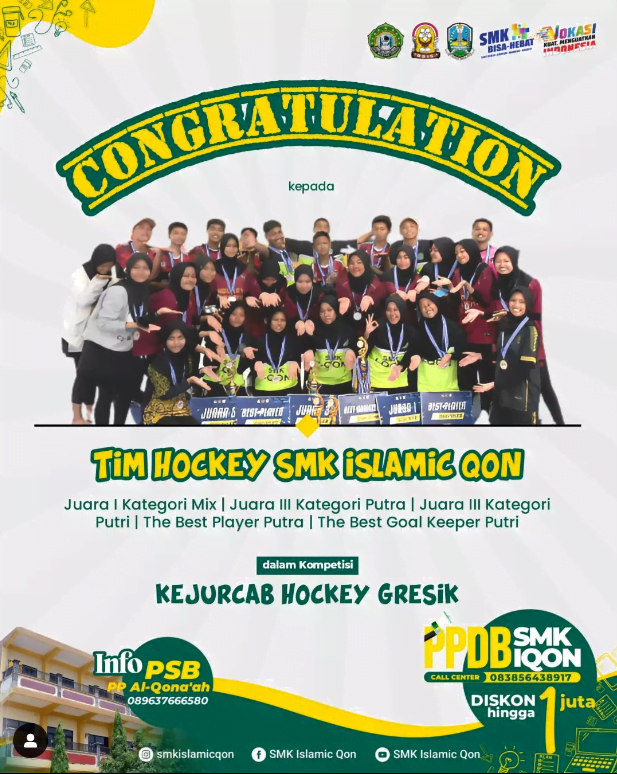 Prestasi Tim Hockey SMK Islamic Qon dalam kompetensi Kejurcab Hockey Gresik Prestasi Tim Hockey SMK Islamic Qon dalam kompetensi Kejurcab Hockey Gresik